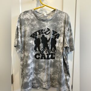 Alternative Gray Tie-Dye Who Ya Gonna Call Graphic Tee Unisex XL